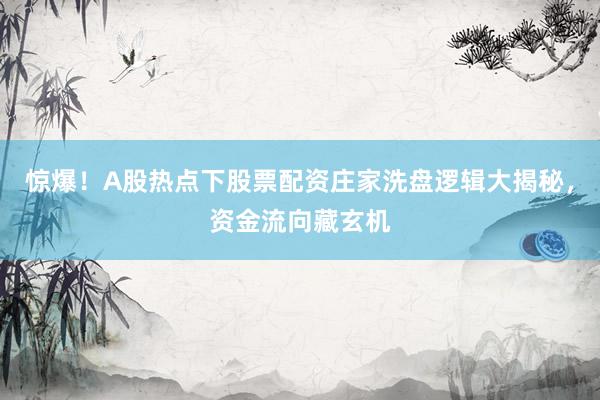 惊爆！A股热点下股票配资庄家洗盘逻辑大揭秘，资金流向藏玄机
