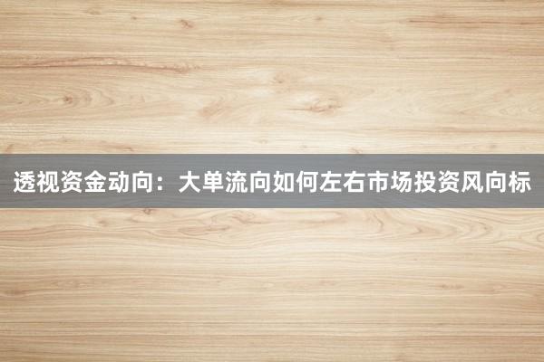 透视资金动向：大单流向如何左右市场投资风向标